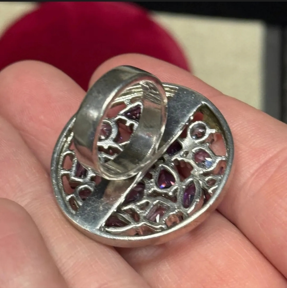 Sterling Silver Purple Statement Shield Ring Size… - image 5